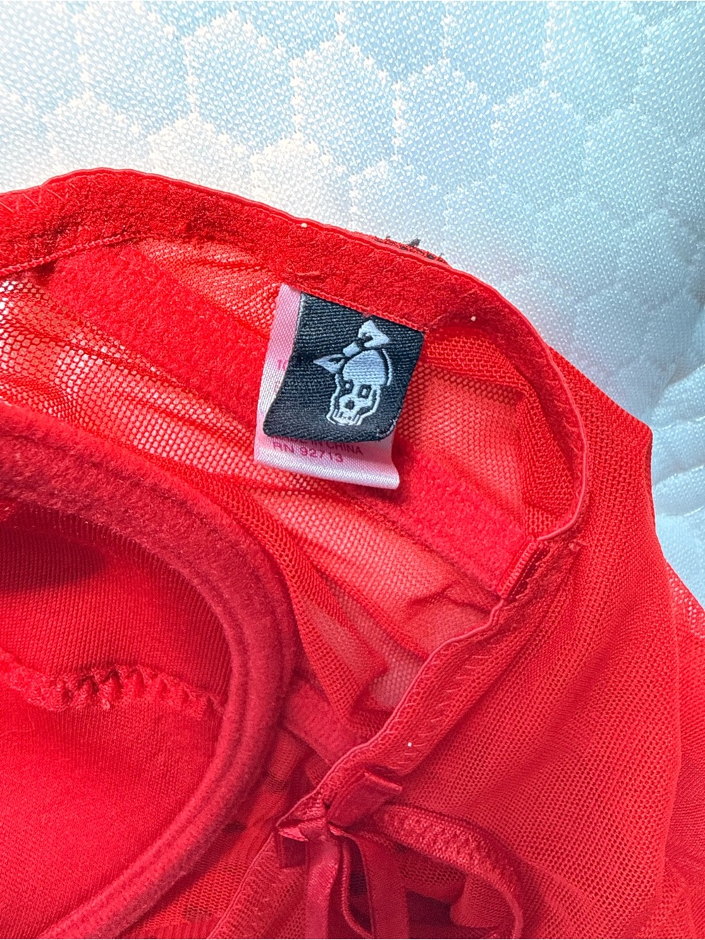 adidas Red Bustier Top with Black Lace Trim - Picture 7 of 7
